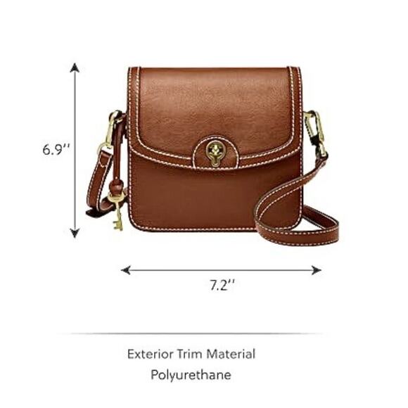 Fossil AINSLEY SMALL CROSSBODY Leather Shoulder Bag Purse Medium Brown NWT $195 - Picture 7 of 9